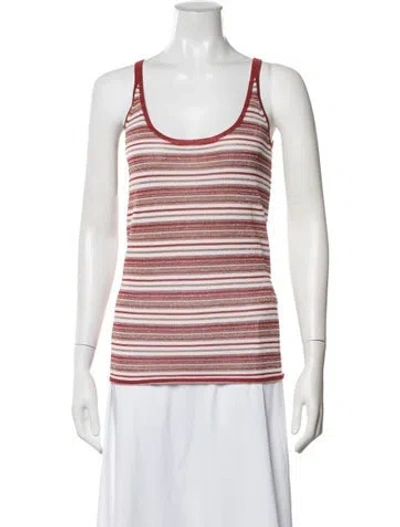 Pre-owned D&g Striped Scoop Neck Top In Red