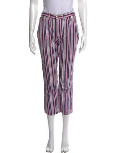 Pre-owned D&g Striped Straight Leg Pants In Purple