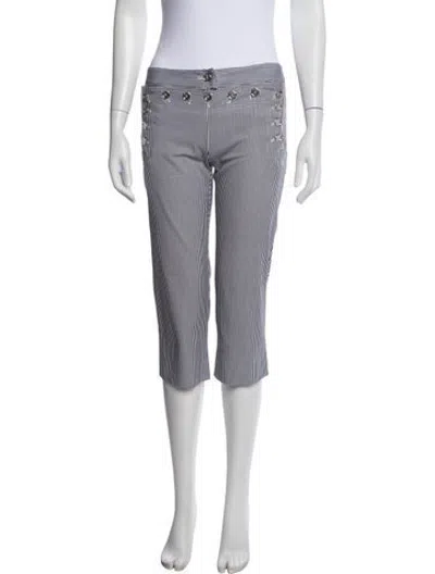 Pre-owned D&g Striped Straight Leg Pants In White