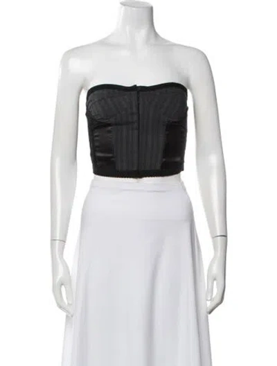 Pre-owned D&g Striped Strapless Crop Top In Black