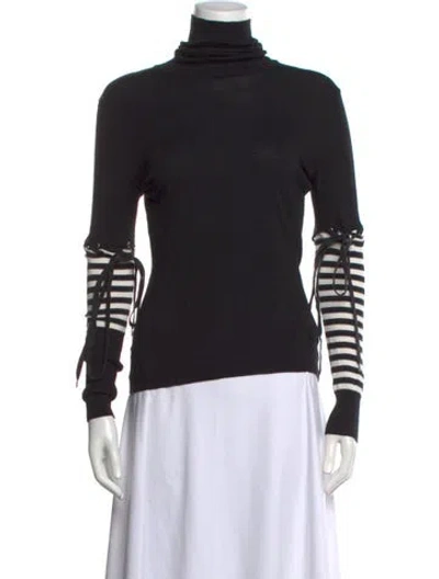 Pre-owned D&g Striped Turtleneck Sweater In Black