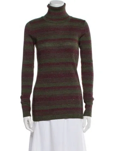 Pre-owned D&g Striped Turtleneck Sweater In Green