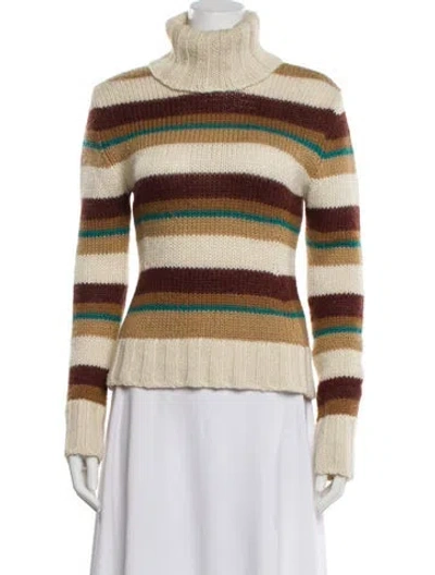 Pre-owned D&g Striped Turtleneck Sweater In Neutral
