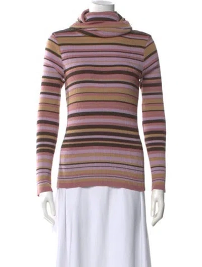 Pre-owned D&g Striped Turtleneck Sweater In Purple