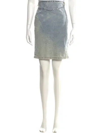 Pre-owned D&g Studded Accents Knee-length Skirt In Blue