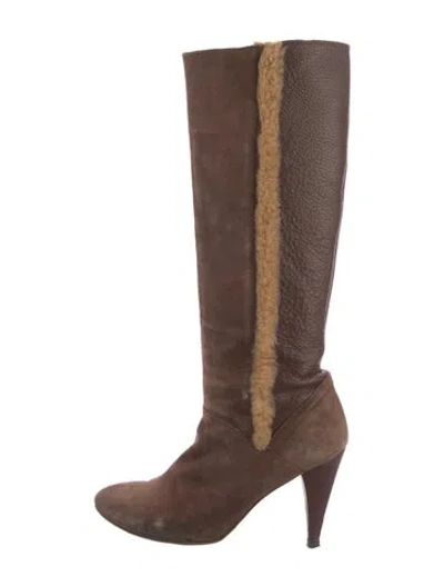 Pre-owned D&g Suede Boots In Brown