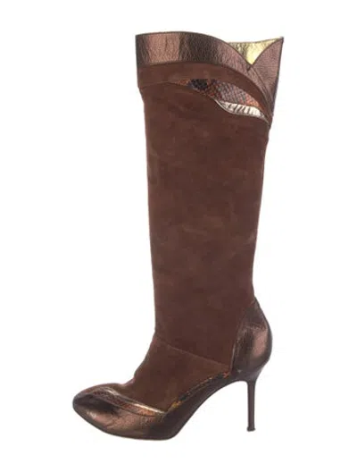 Pre-owned D&g Suede Boots In Brown