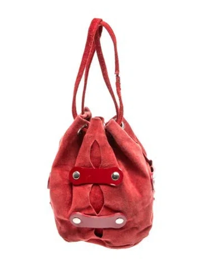 Pre-owned D&g Suede Bucket Bag In Red
