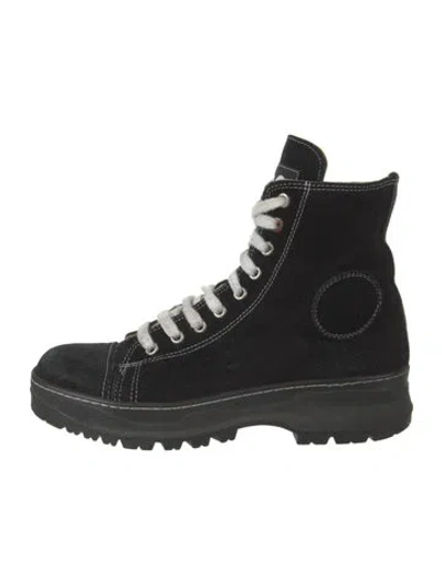 Pre-owned D&g Suede Lace-up Boots In Black