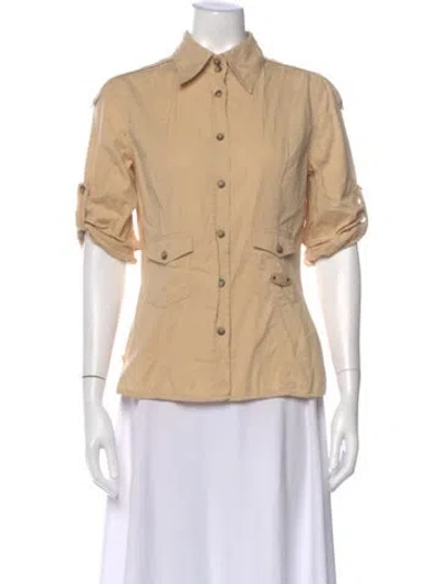Pre-owned D&g Three-quarter Sleeve Button-up Top In Neutral