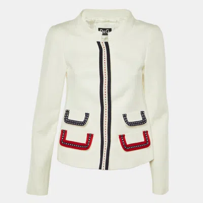 Pre-owned D & G Tri Color Cotton Front Pockets Breasted Blazer S In Multi