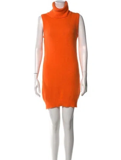 Pre-owned D&g Turtleneck Mini Dress In Orange