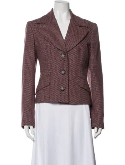 Pre-owned D&g Tweed Pattern Blazer In Pink