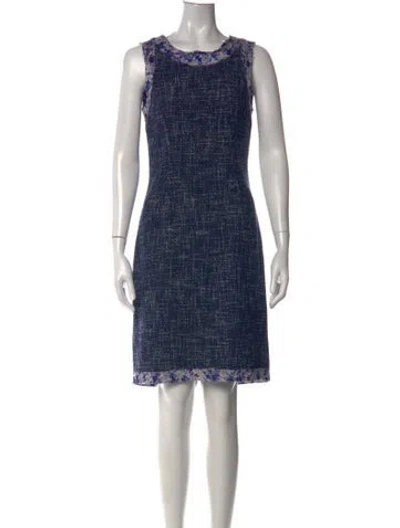 Pre-owned D&g Tweed Pattern Knee-length Dress In Blue