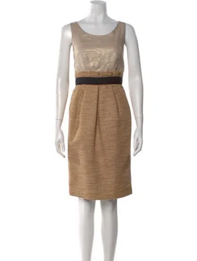 Pre-owned D&g Tweed Pattern Knee-length Dress In Neutral