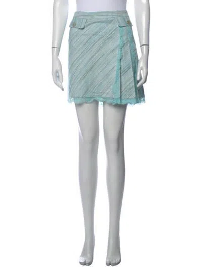 Pre-owned D&g Tweed Pattern Mini Skirt In Blue