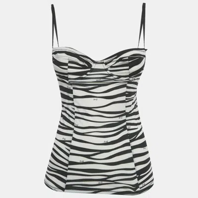 Pre-owned D & G Underwear Black/white Printed Jersey Camisole M