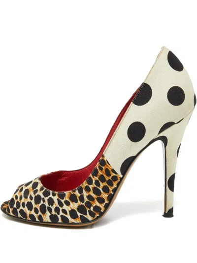 Pre-owned D&g Vintage 115mm Animal-print Heeled Pumps In Black