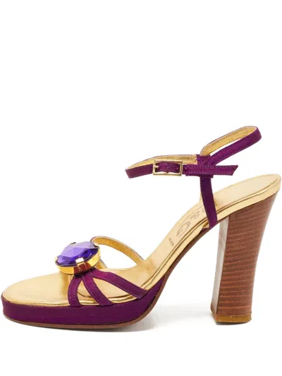 Pre-owned D&g Vintage 120mm Jewel-embellished Sandals In Purple