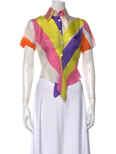 Pre-owned D&g Vintage 1990's Button-up Top In Pink/yellow