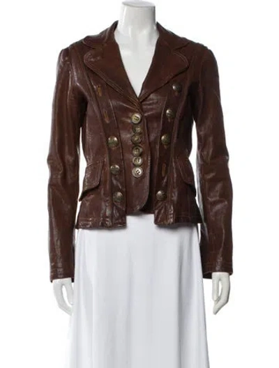 Pre-owned D&g Vintage 2000's Biker Jacket In Brown