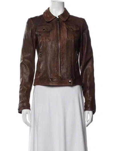 Pre-owned D&g Vintage 2000's Biker Jacket In Brown