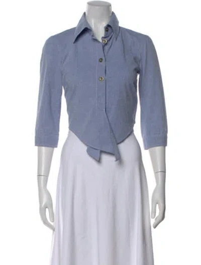 Pre-owned D&g Vintage 2000's Button-up Top In Blue