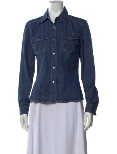 Pre-owned D&g Vintage 2000's Button-up Top In Blue