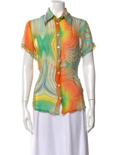 Pre-owned D&g Vintage 2000's Button-up Top In Blue