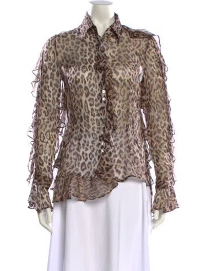 Pre-owned D&g Vintage 2000's Button-up Top In Brown