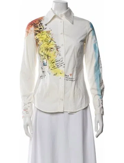 Pre-owned D&g Vintage 2000 Button-up Top In White/yellow