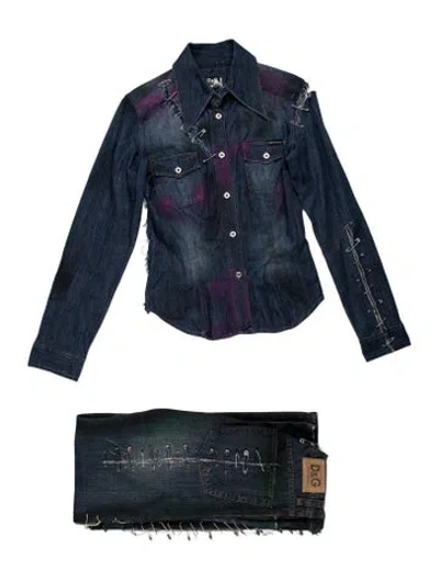 Pre-owned D&g Vintage 2000's Pant Set In Blue/purple