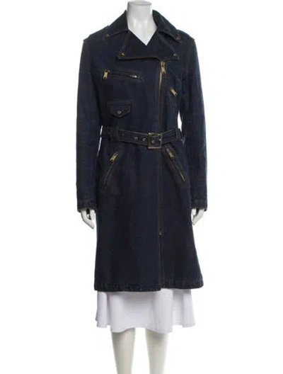 Pre-owned D&g Vintage 2000's Trench Coat In Blue