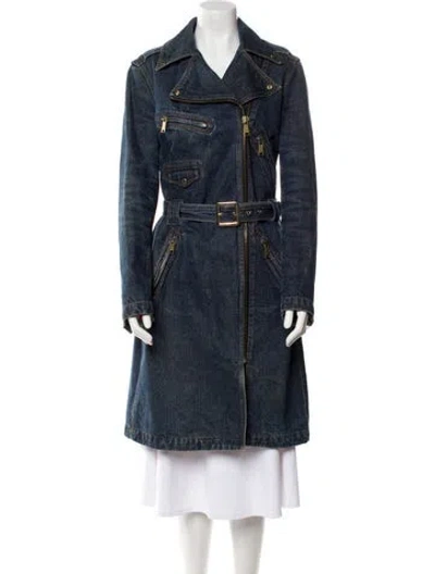 Pre-owned D&g Vintage 2000's Trench Coat In Blue