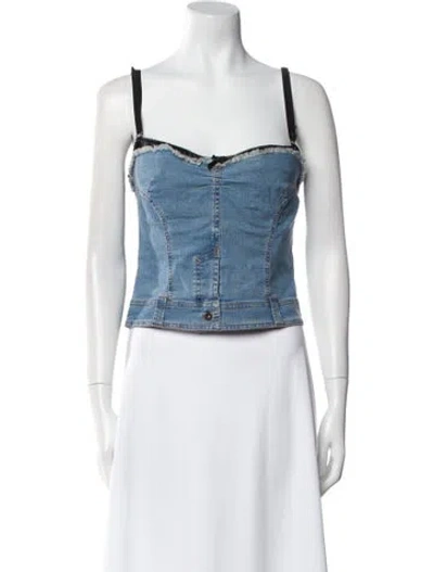 Pre-owned D&g Vintage 2001 Crop Top In Blue