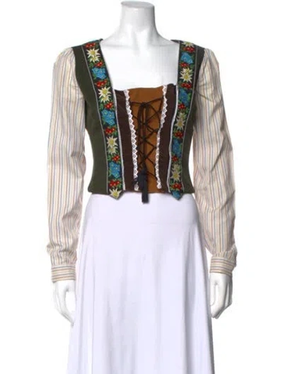 Pre-owned D&g Vintage 2002 Top In Brown/green