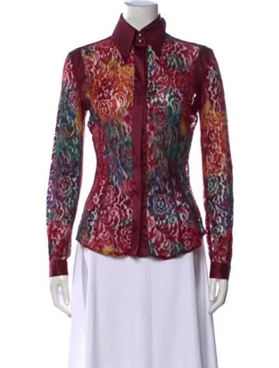 Pre-owned D&g Vintage 2004 Button-up Top In Burgundy