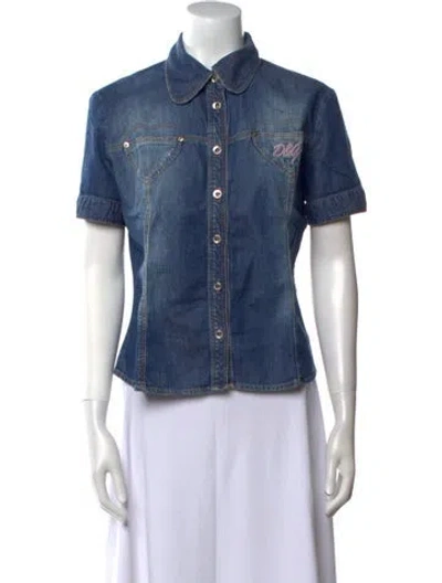 Pre-owned D&g Vintage 2006 Button-up Top In Blue