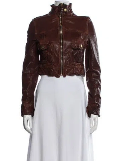Pre-owned D&g Vintage 2010's Biker Jacket In Brown
