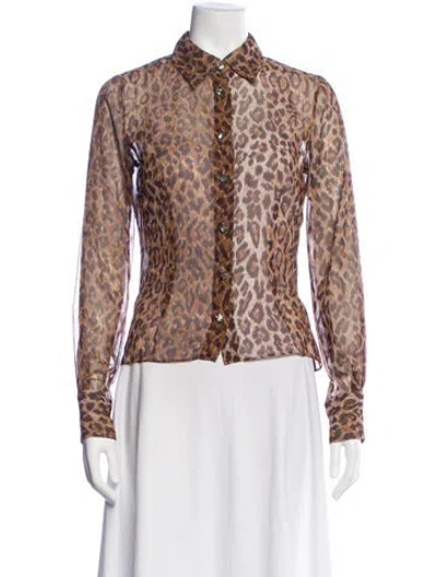 Pre-owned D&g Vintage Animal Print Blouse In Brown