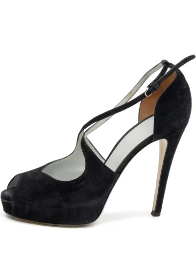 Pre-owned D&g Vintage Platform Peep-toe Sandals In Black