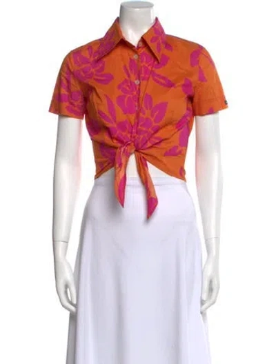 Pre-owned D&g Vintage Floral Print Crop Top In Orange