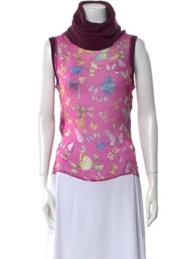 Pre-owned D&g Vintage Floral Print Top In Burgundy