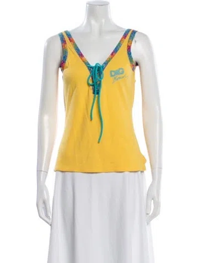 Pre-owned D&g Vintage Graphic Print Top In Yellow