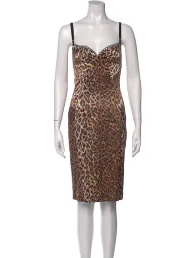 Pre-owned D&g Vintage Knee-length Dress In Brown