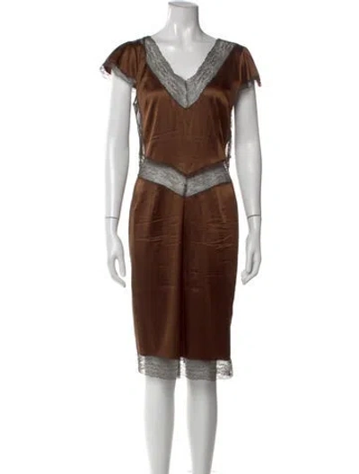 Pre-owned D&g Vintage Knee-length Dress In Brown