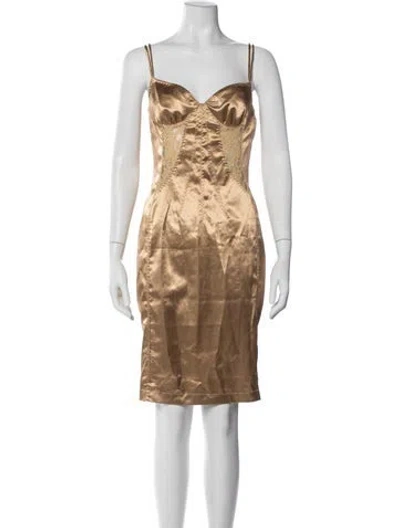 Pre-owned D&g Vintage Knee-length Dress In Gold