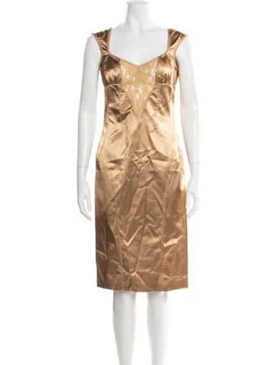 Pre-owned D&g Vintage Knee-length Dress In Gold