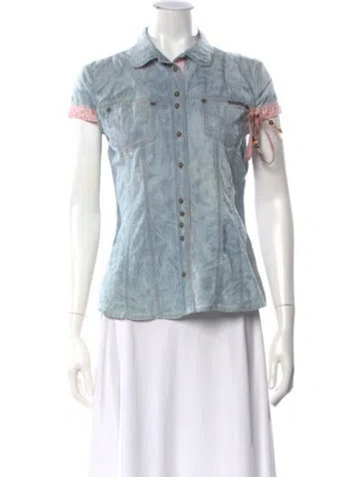 Pre-owned D&g Vintage Late 1990's - Early 2000's Button-up Top In Blue