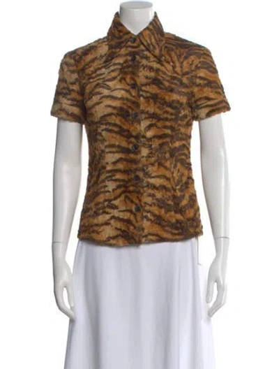 Pre-owned D&g Vintage Late 1990's - Early 2000's Button-up Top In Brown